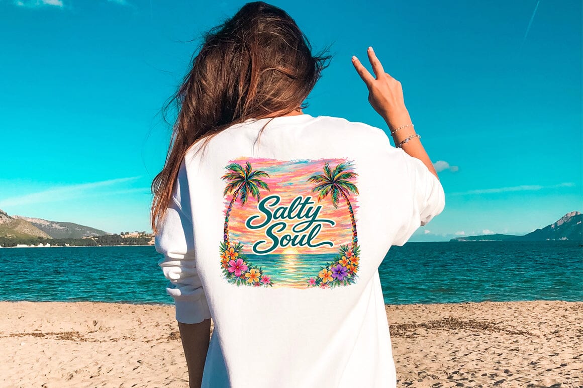 Salty Soul Tropical Beach PNG, Palm Tree Sunset Sublimation Design - Image 4