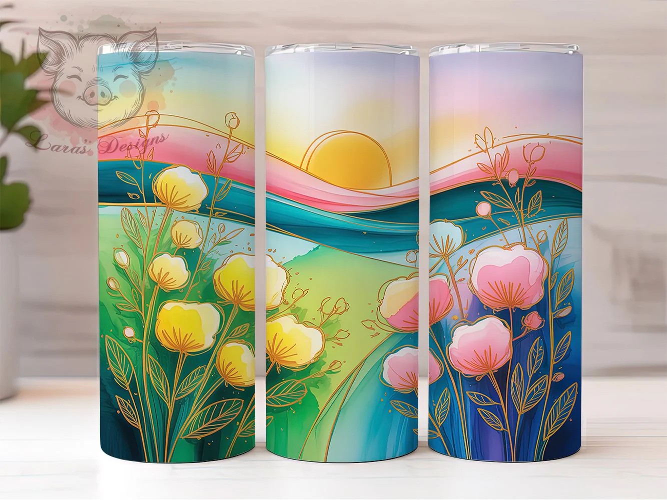 Scenic Field Flowers Tumbler Wrap, Scenic Design, Nature Theme, Floral Art, Vibrant Style, Tumbler Wrap, Sublimation Design