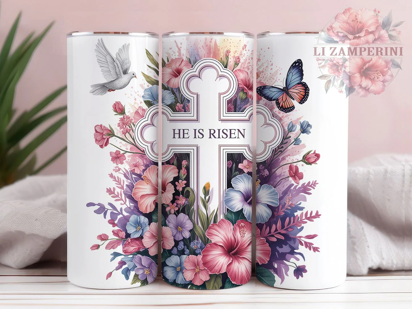 Seamless He Is Risen Tumbler, Seamless Christian Tumbler, Stylish 20oz Wrap, Sublimation Design, Trendy Gift Idea, Faith Cross Wrap, Inspirational Easter Tumbler
