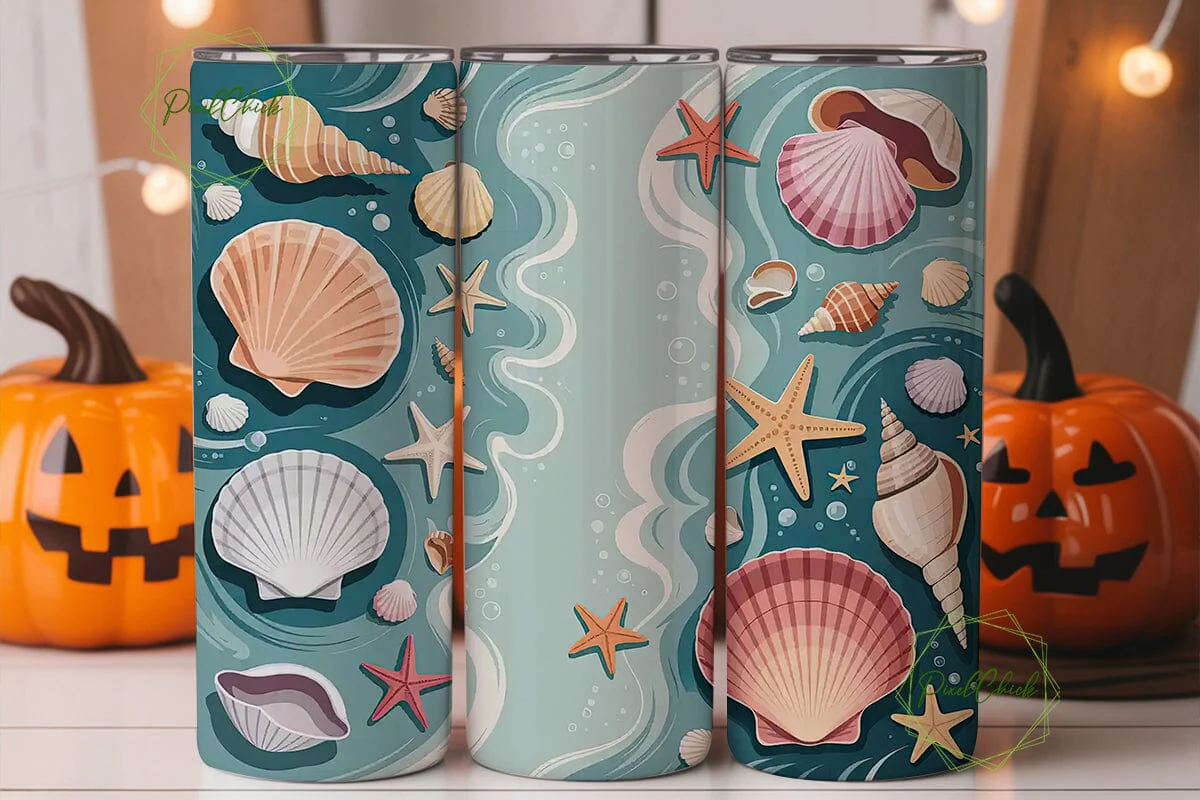 Seashells & Starfish 20oz Tumbler Wrap - Image 3
