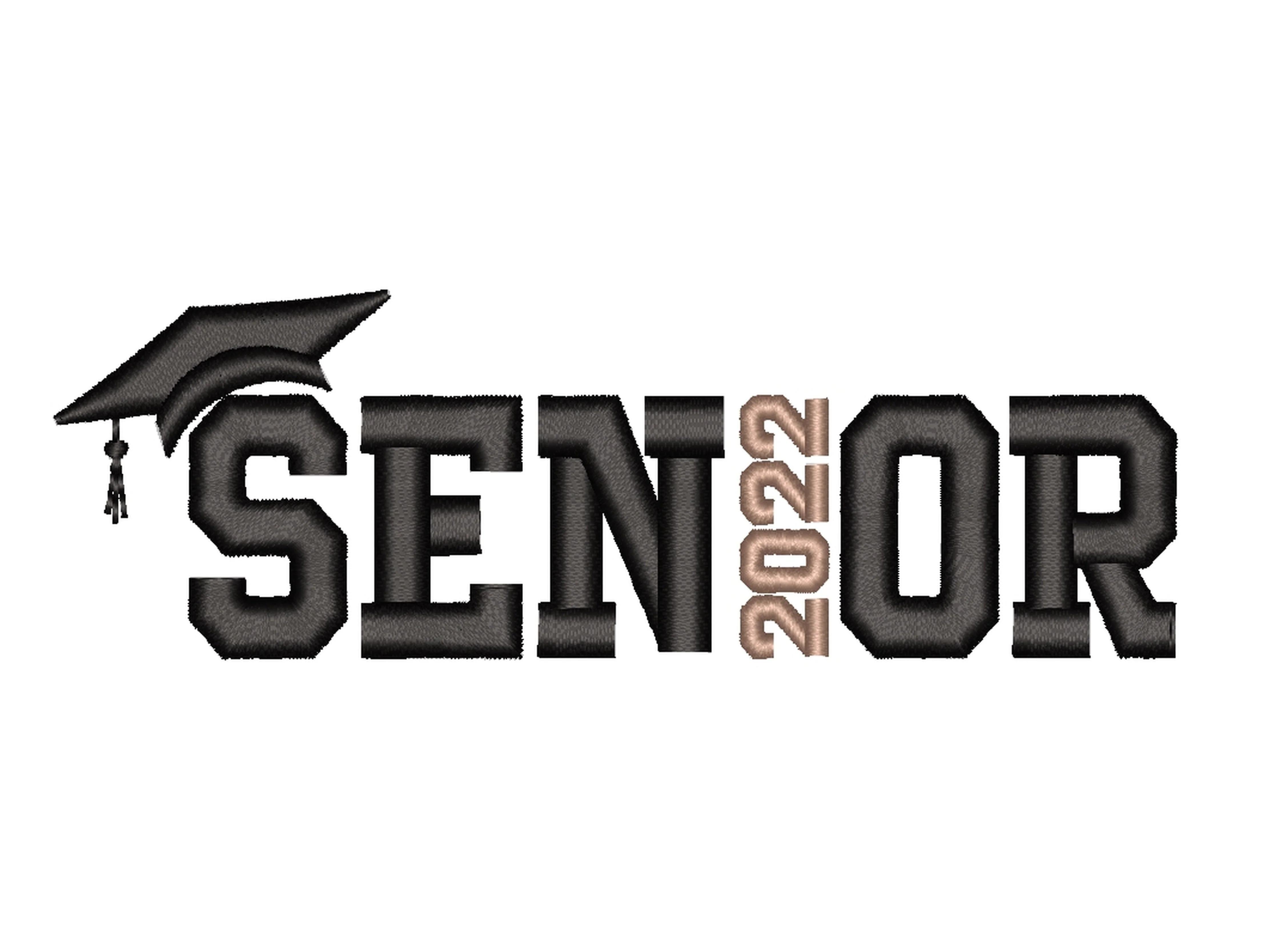 Senior 2022 Embroidery Design, Graduation Embroidery File, 3 sizes
