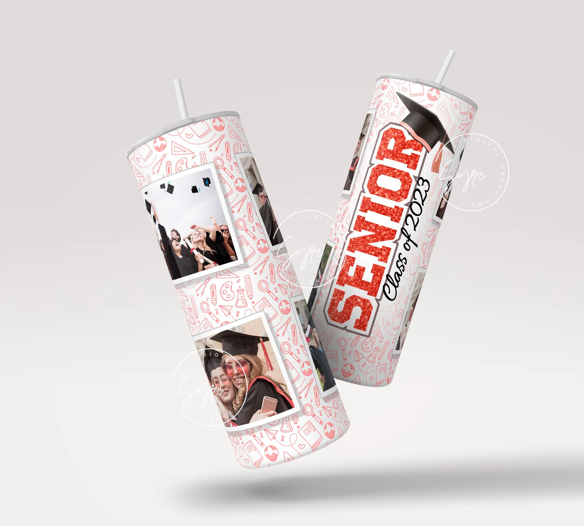 Senior 2023 Photo Tumbler, Graduation 2023 Tumbler, Add Your Own Photo, Senior 2023 Tumbler, 20oz Skinny Tumbler, Graduation Wrap, Digital - Image 2