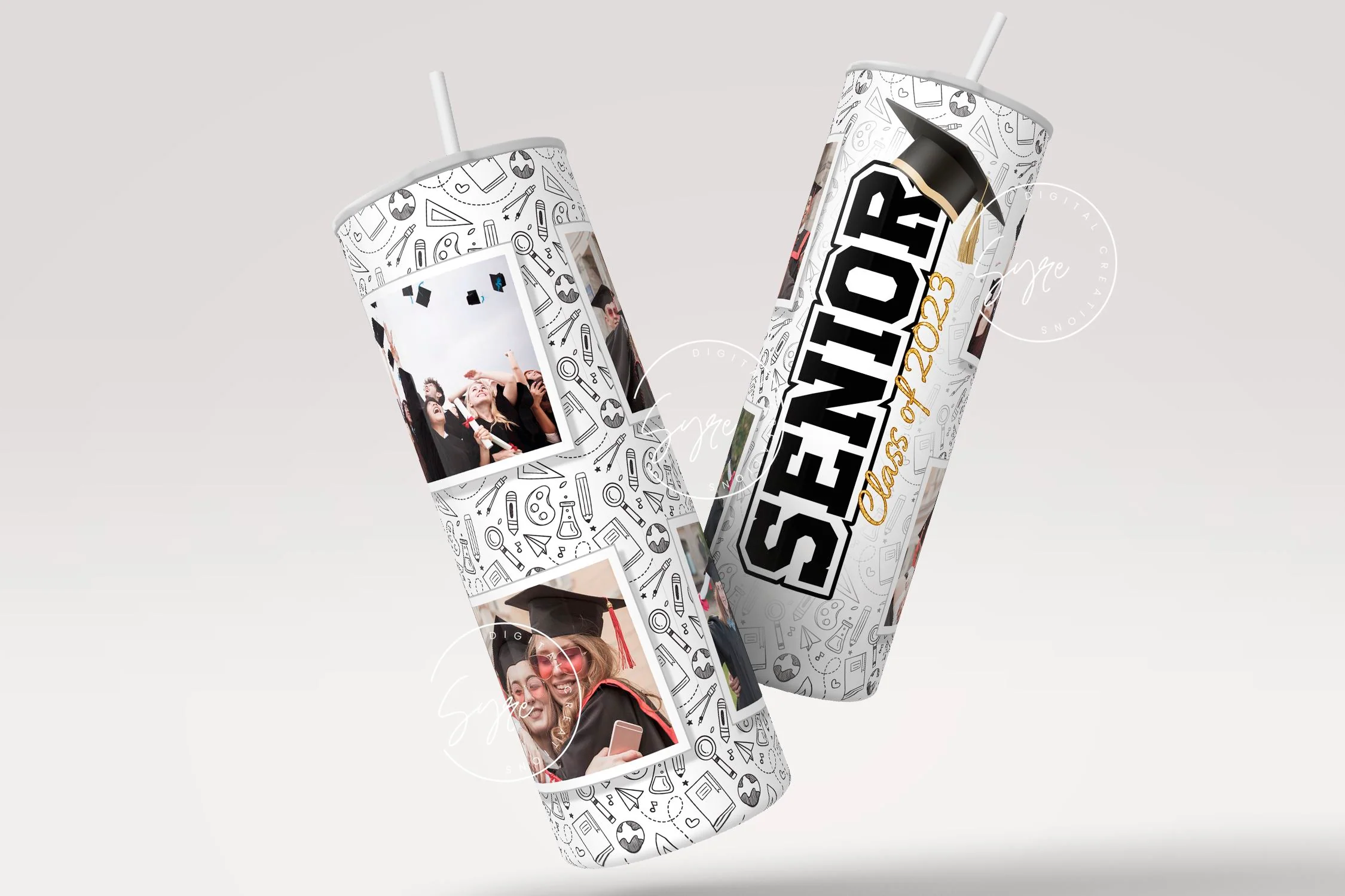 Senior 2023 Photo Tumbler, Graduation 2023 Tumbler, Add Your Own Photo, Senior 2023 Tumbler, 20oz Skinny Tumbler, Graduation Wrap, Digital - Image 2