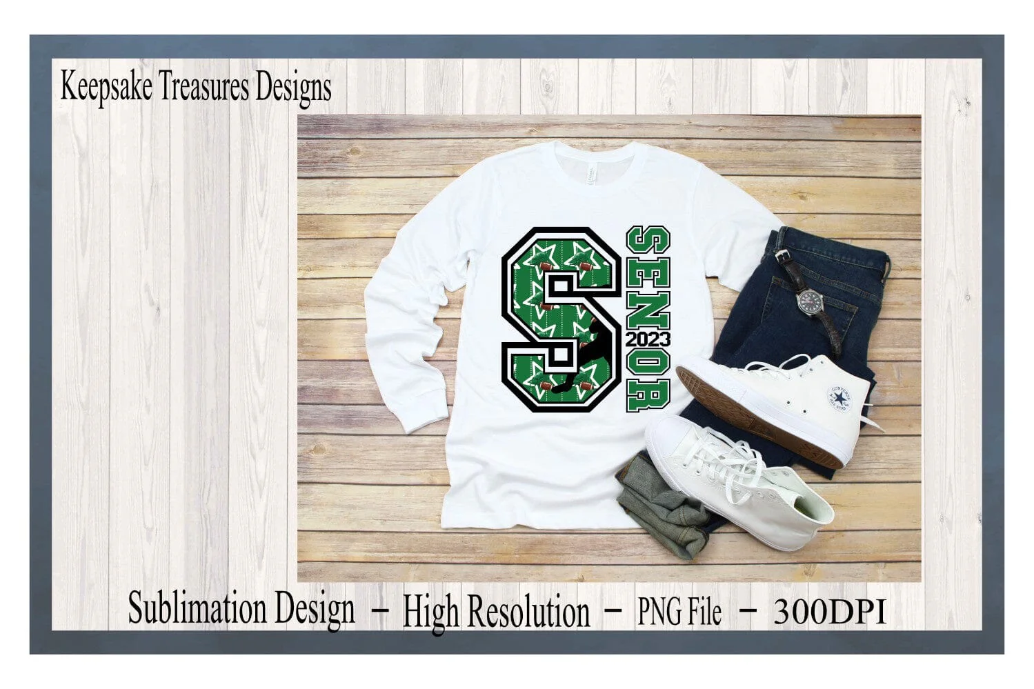Senior Class 2023, 3 Designs Included, Green, Football, Kickoff, PNG Sublimation Design, Digital Download, Senior 2023 Sublimation - Image 4