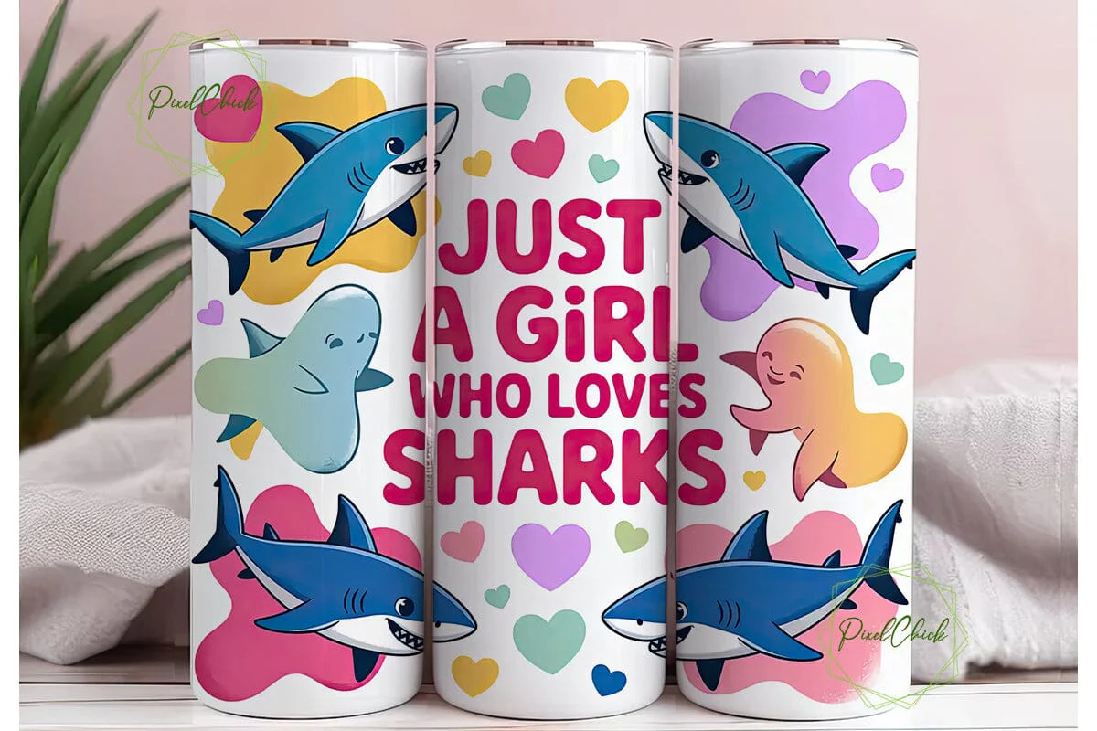 Shark Girl Tumbler Wrap 20oz - Image 3