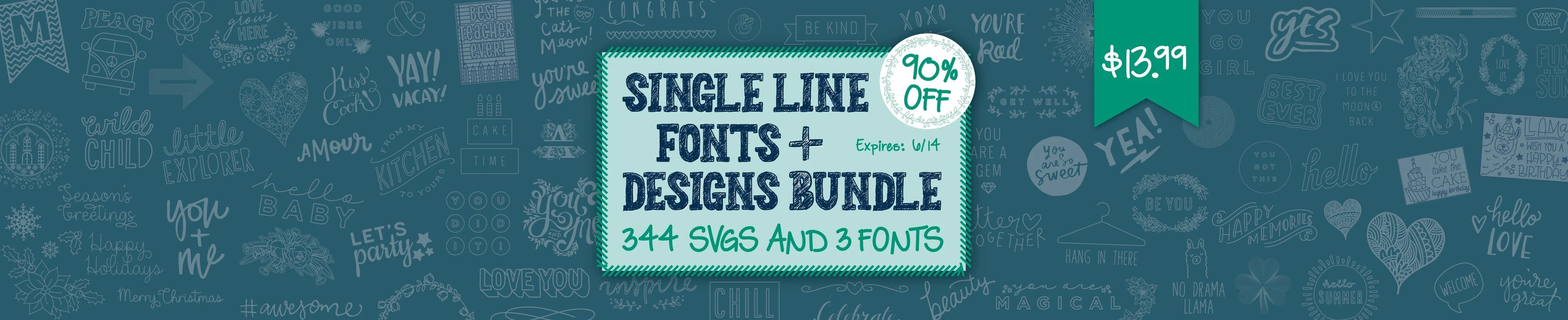 Single Line Fonts and Designs Bundle - Image 2