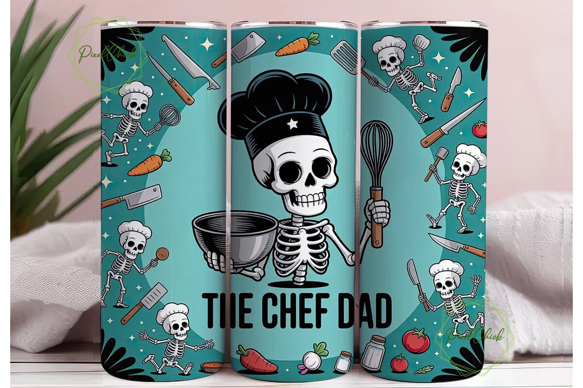 Skeleton Chef Dad 20oz Tumbler Wrap - Image 3