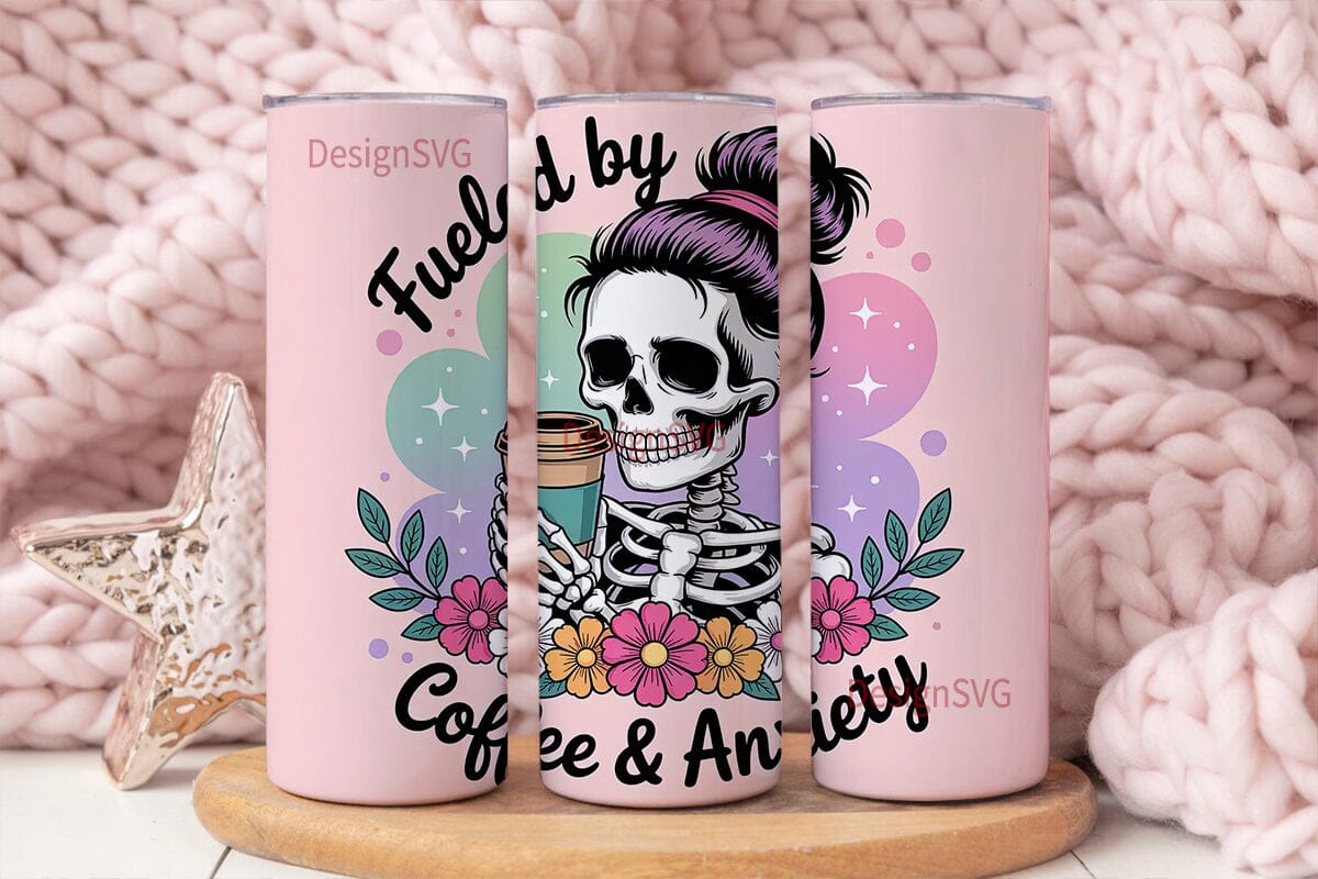 Skeleton Coffee & Anxiety 20oz Tumbler