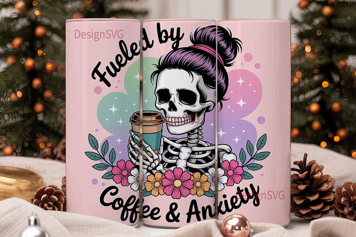 Skeleton Coffee & Anxiety 20oz Tumbler - Image 2