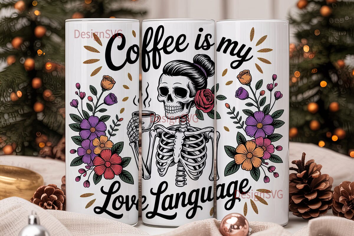 Skeleton Coffee Love 20oz Tumbler Wrap - Image 2