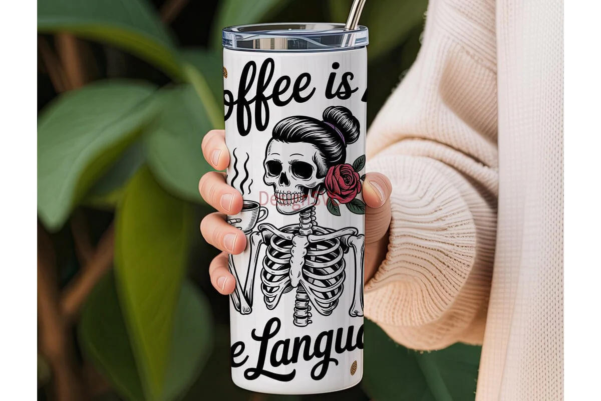 Skeleton Coffee Love 20oz Tumbler Wrap - Image 3
