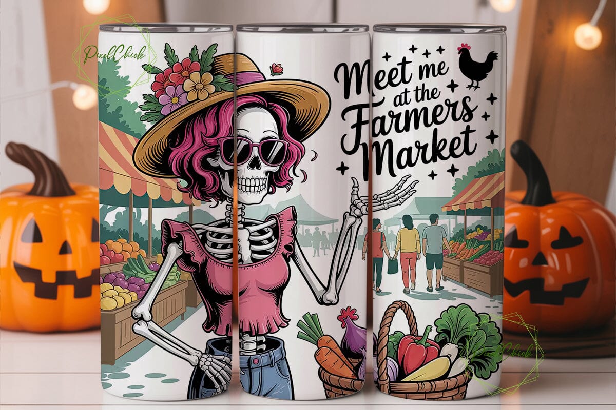 Skeleton Farmers Market 20oz Tumbler - Image 2