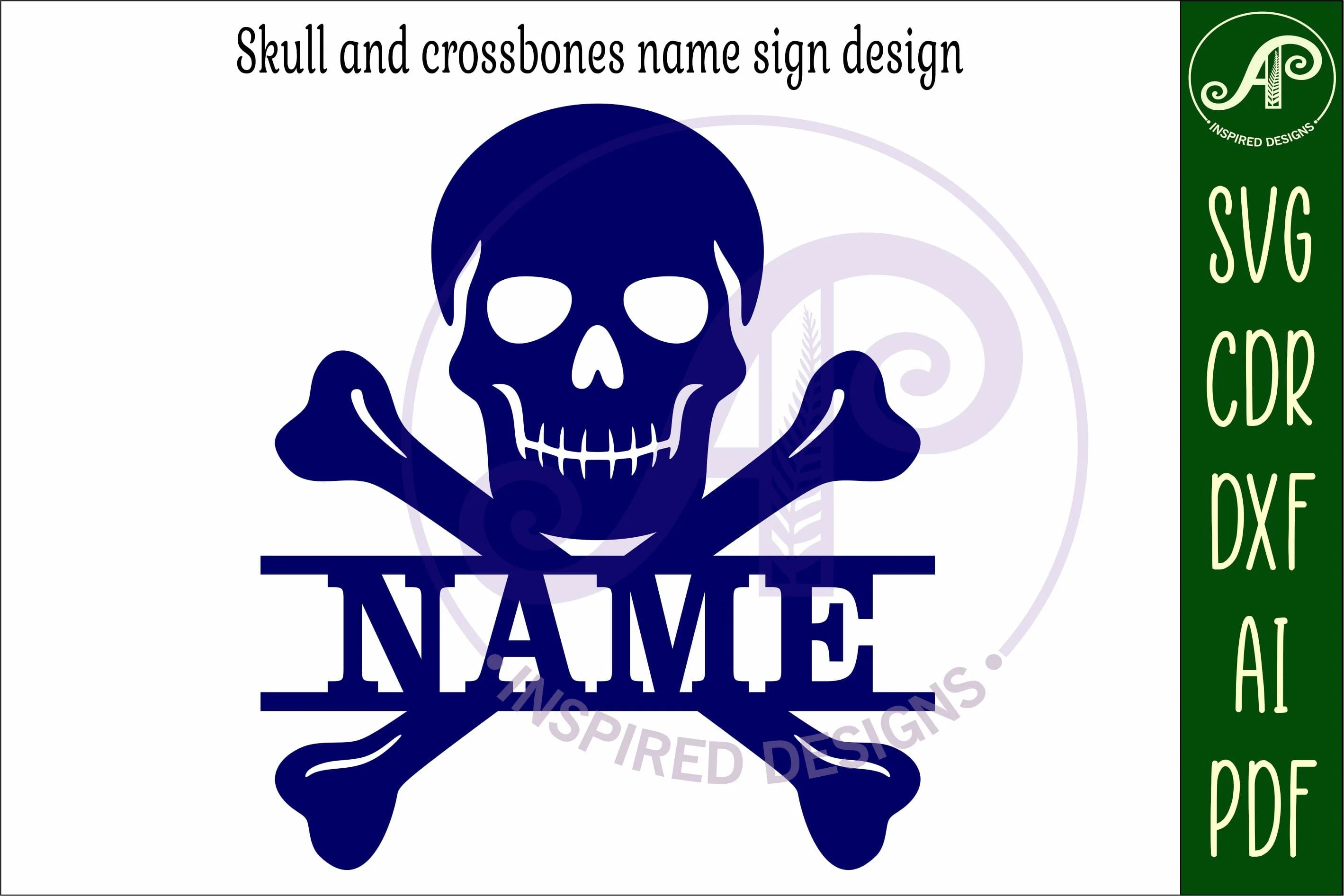 Skull and crossbones name sign svg laser cut file - Image 5