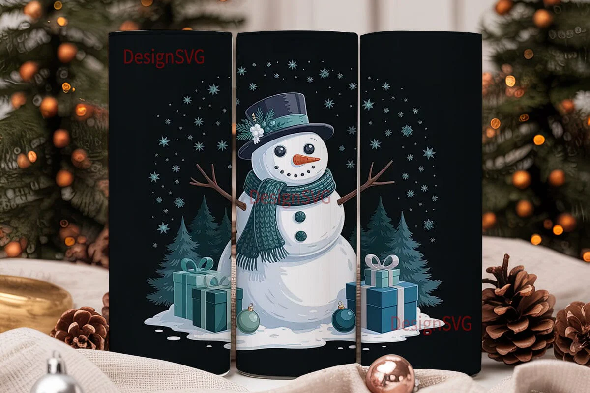 Snowman Christmas 20oz Tumbler Wrap - Image 2