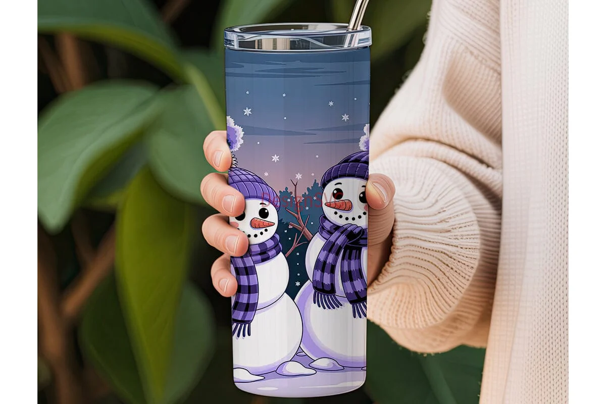 Snowman Twilight 20oz Tumbler Wrap - Image 3
