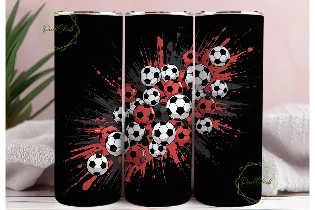 Soccer Ball Splash 20oz Tumbler Wrap - Image 3