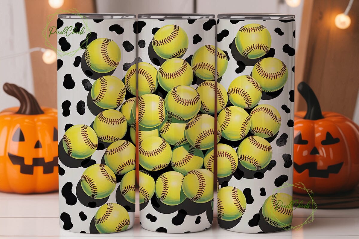 Softball Dalmatian 20oz Tumbler Wrap - Image 2