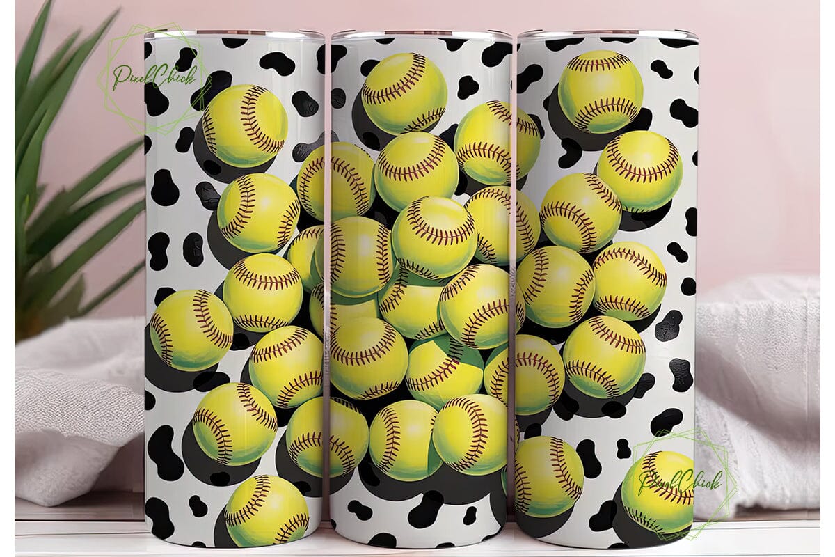 Softball Dalmatian 20oz Tumbler Wrap - Image 3