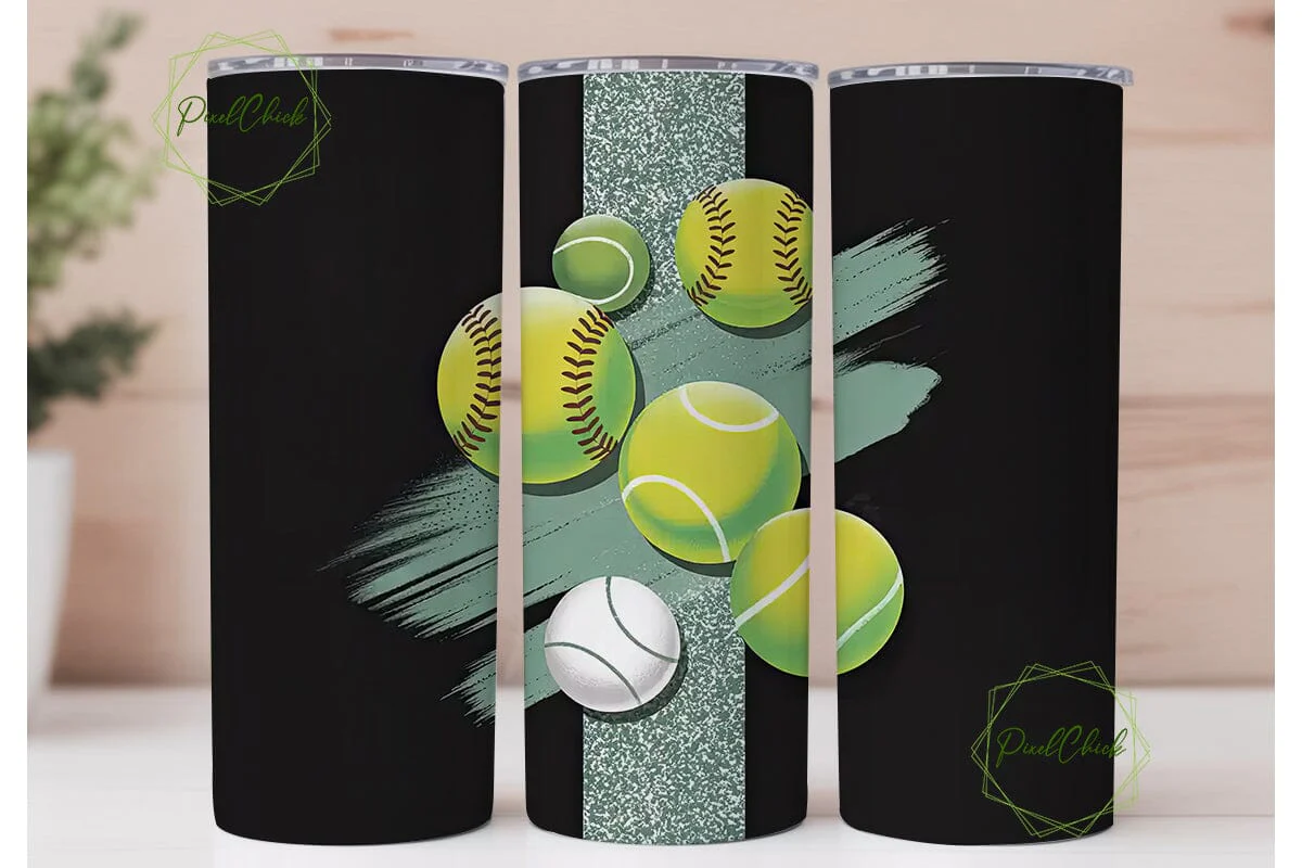 Softball & Tennis Glitter 20oz Tumbler - Image 2