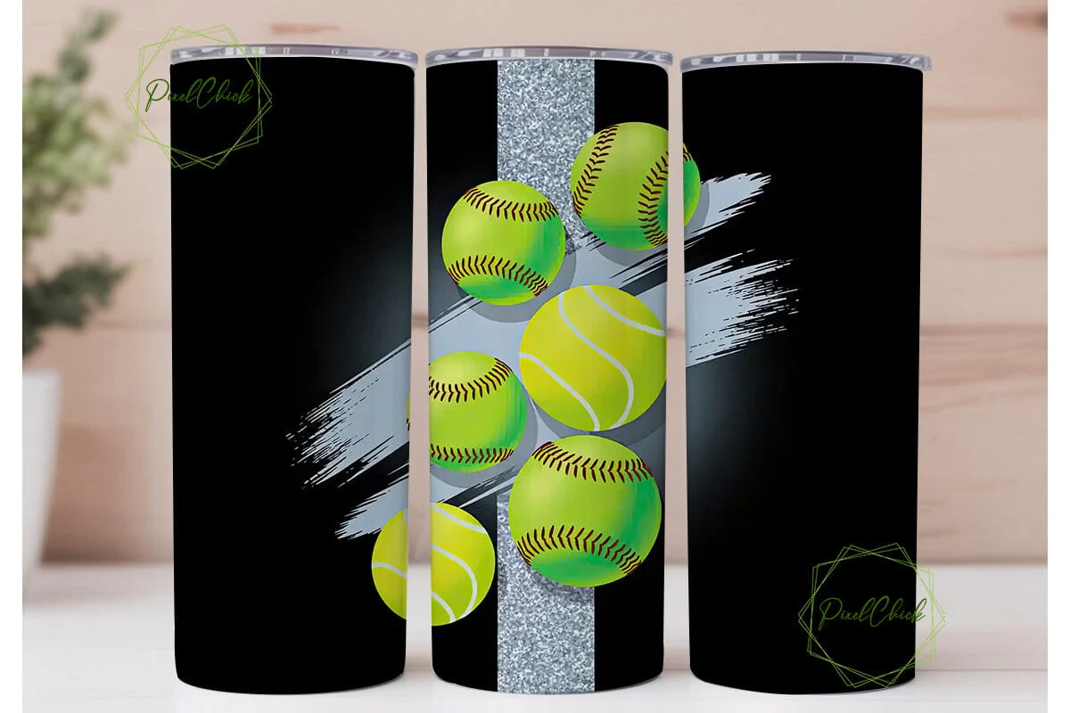 Softball & Tennis Glitter 20oz Tumbler - Image 2