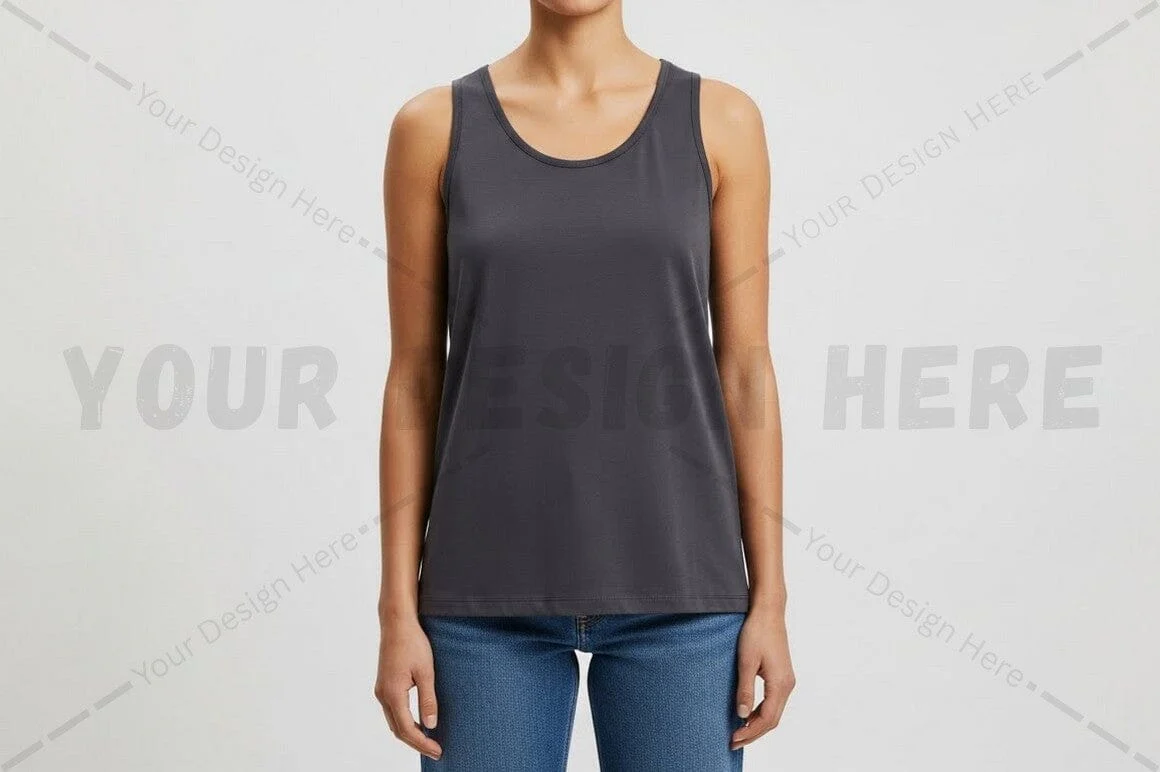 Solid gray tank top for women