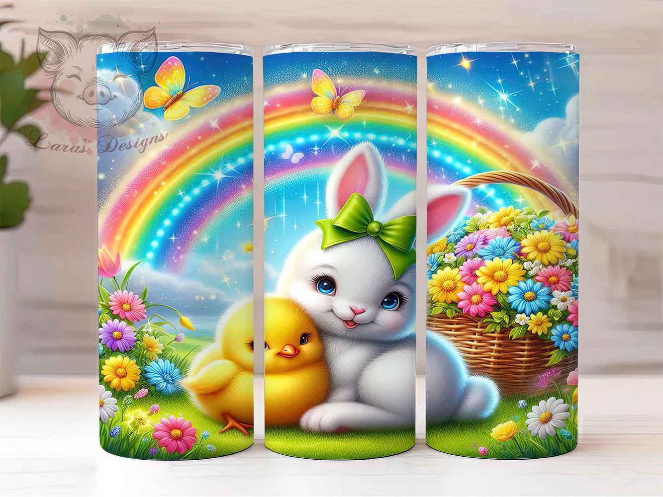 Sparkle Rainbow Easter Bunny Tumbler, Easter Eggs Tumbler, Sparkle Bunny Wrap, Whimsical Easter Wrap, Floral Bunny Wrap, Sublimation Design, Trendy Gift Idea