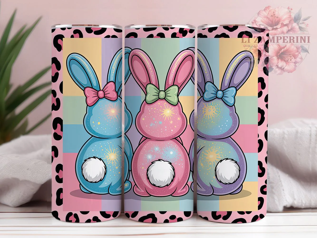 Sparkly Glitter Easter Bunny Tumbler, Easter Bunny Tumbler, Sparkly Bunny Wrap, Whimsical Glitter Wrap, Festive Bunny Wrap, Sublimation Design, Trendy Gift Idea