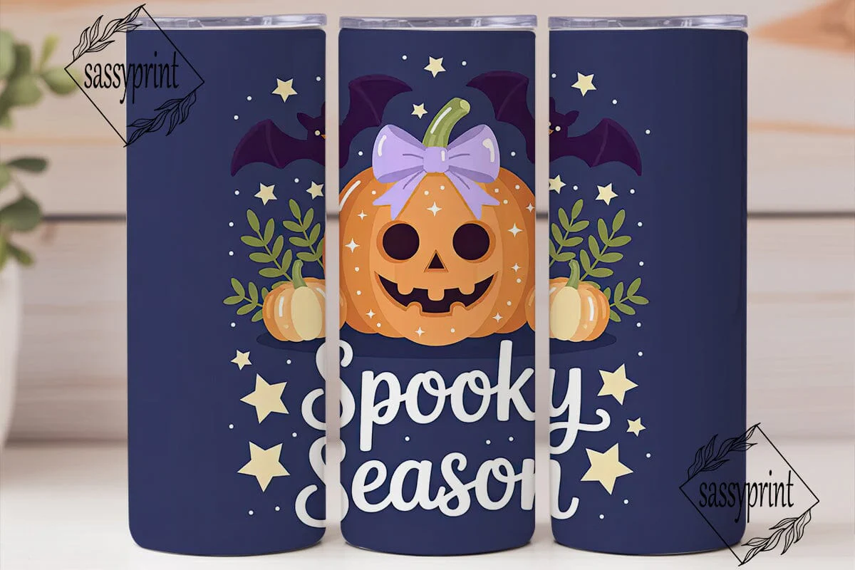 Sparkly Spooky Pumpkin 20oz Tumbler Wrap - Image 2