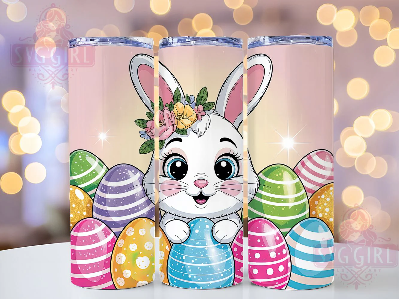 Sparkly Whimsical Easter Bunny Tumbler, Cute Easter Bunny Tumbler, Glitter Bunny Wrap, Whimsical Bunny Wrap, Festive Sparkly Wrap, Sublimation Design, Trendy Gift Idea
