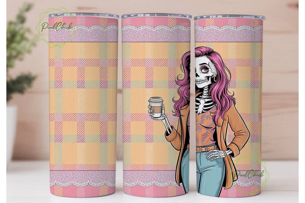 Spooky Coffee Skeleton 20oz Tumbler Wrap