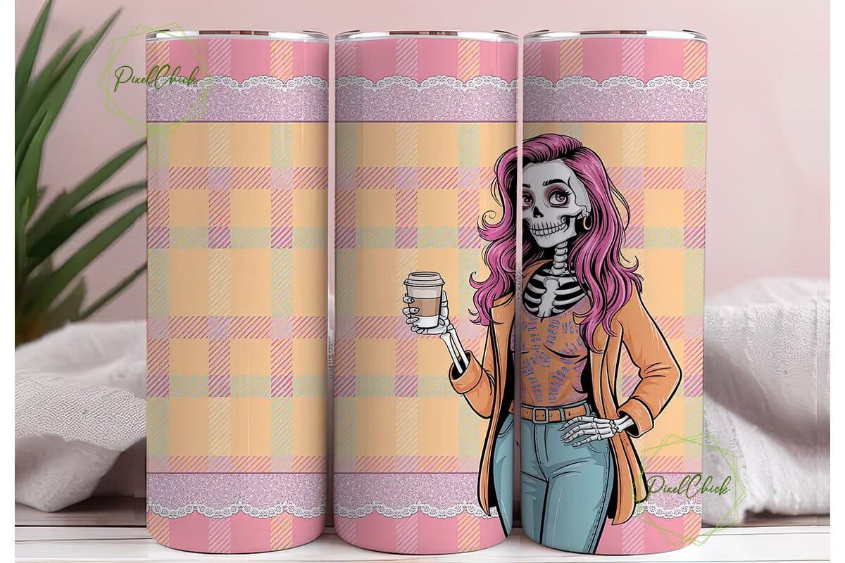 Spooky Coffee Skeleton 20oz Tumbler Wrap - Image 3