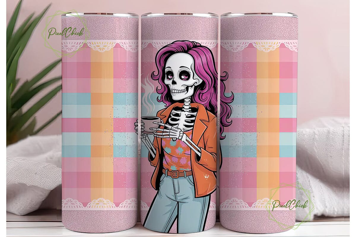 Spooky Coffee Skeleton 20oz Tumbler Wrap - Image 3