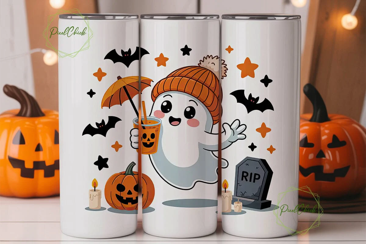 Spooky Cute Ghost Halloween 20oz Tumbler - Image 3