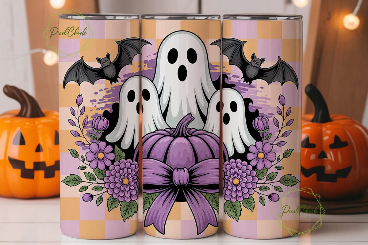 Spooky Cute Ghosts 20oz Tumbler Wrap - Image 2