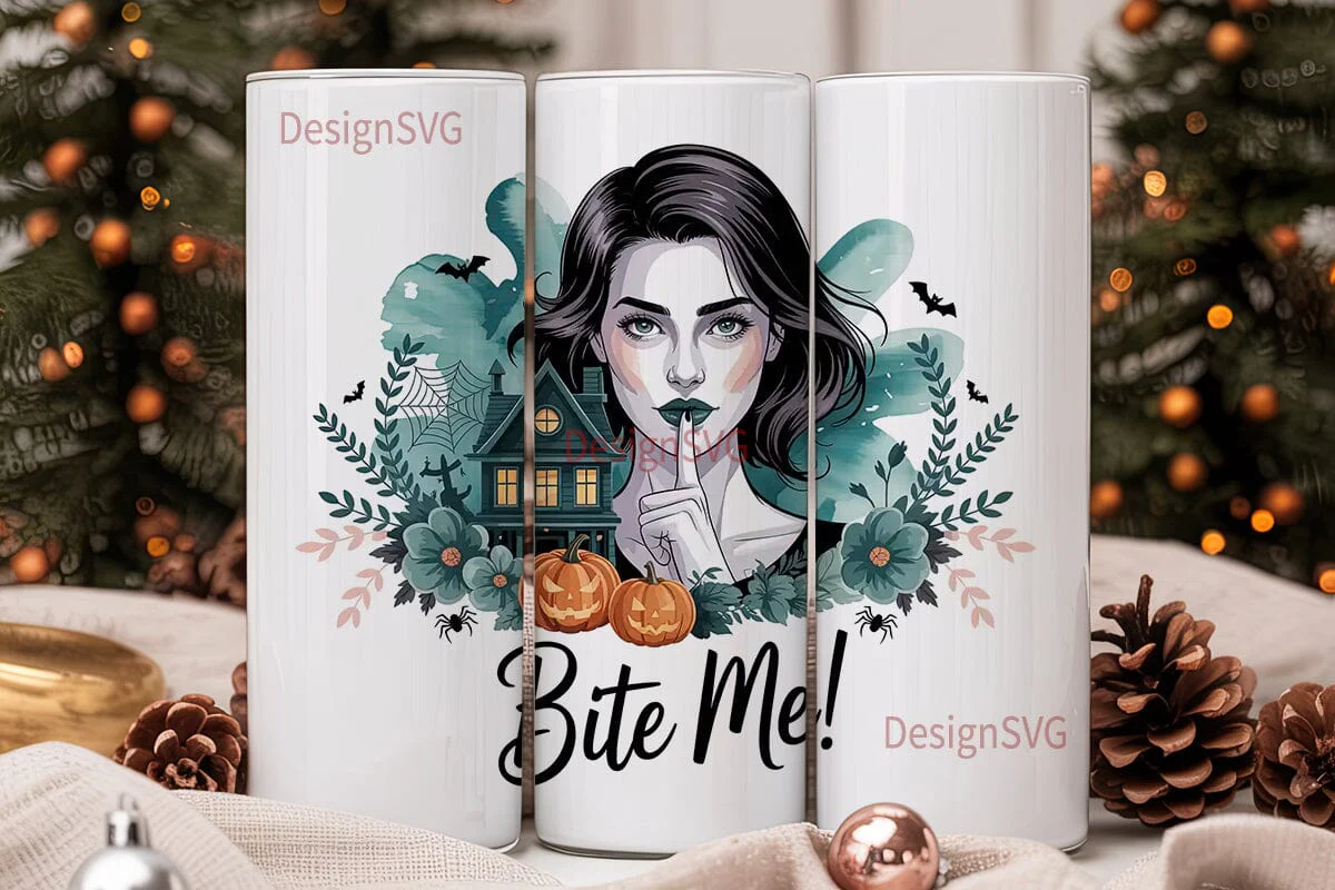 Spooky Halloween Girl 20oz Tumbler Wrap - Image 2