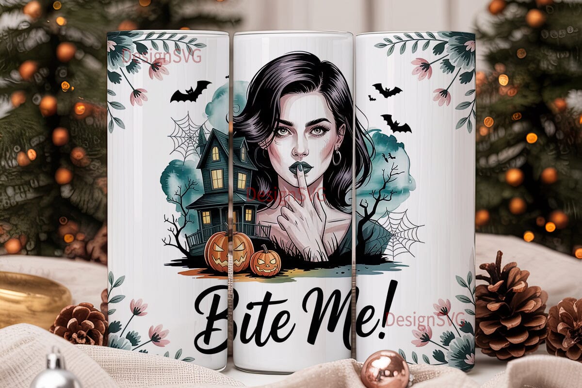Spooky Halloween Girl 20oz Tumbler Wrap - Image 2