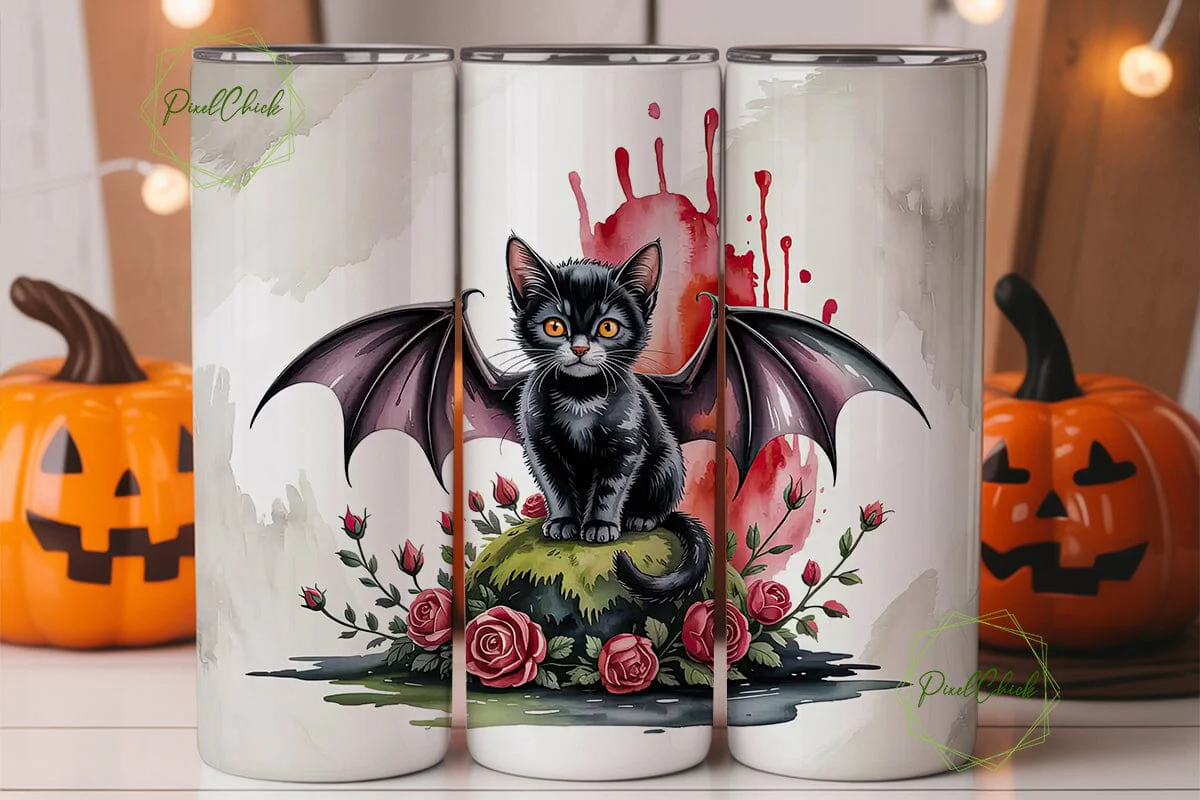 Spooky Kitten 20oz Tumbler Wrap - Image 3