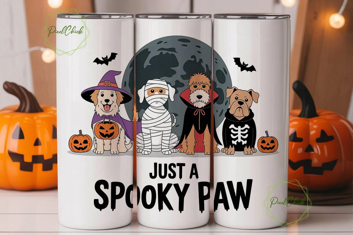 Spooky Paw Dog 20oz Tumbler Wrap - Image 3