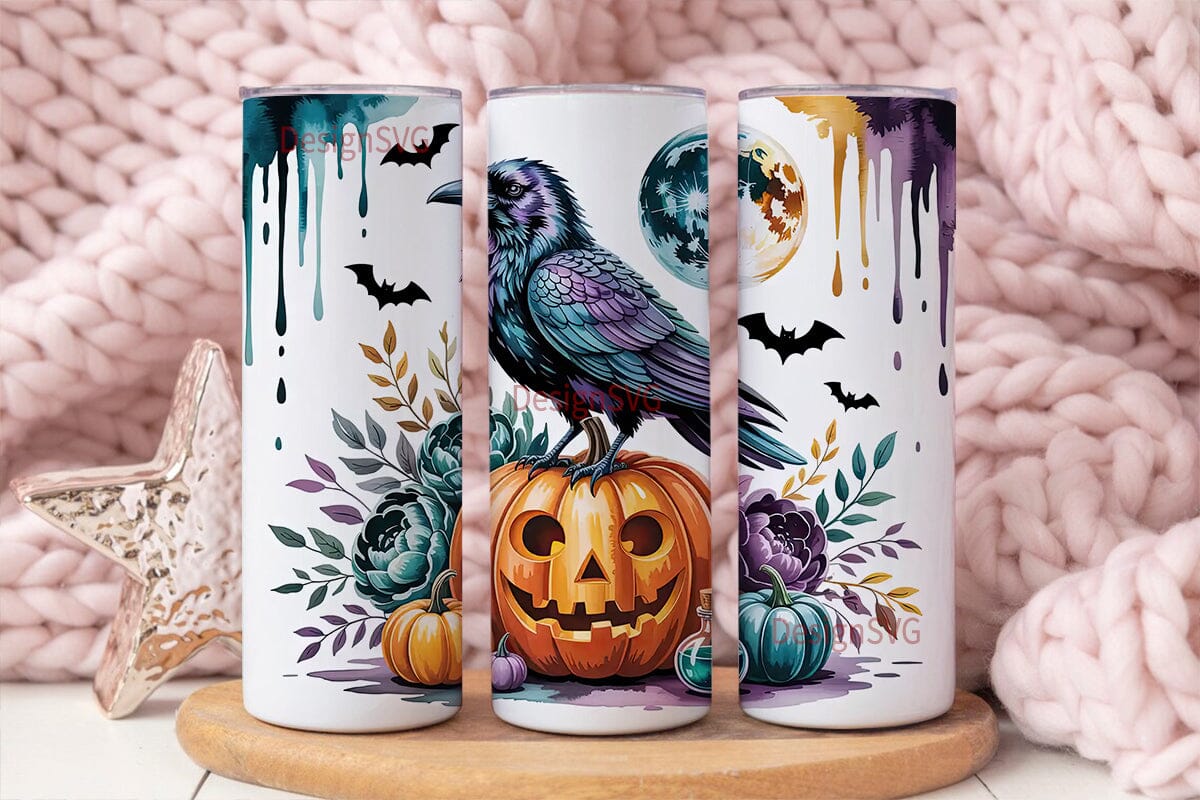 Spooky Raven Halloween 20oz Tumbler Wrap