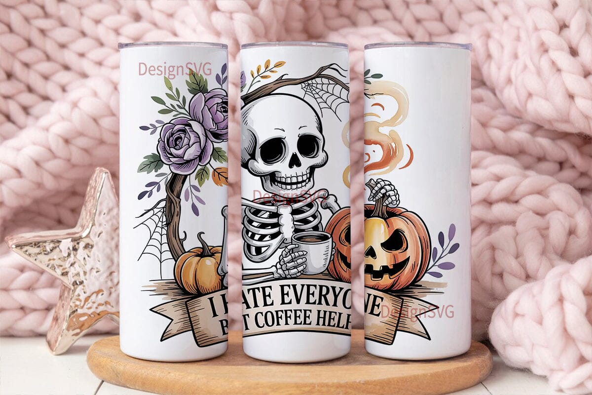Spooky Skeleton Coffee 20oz Tumbler Wrap