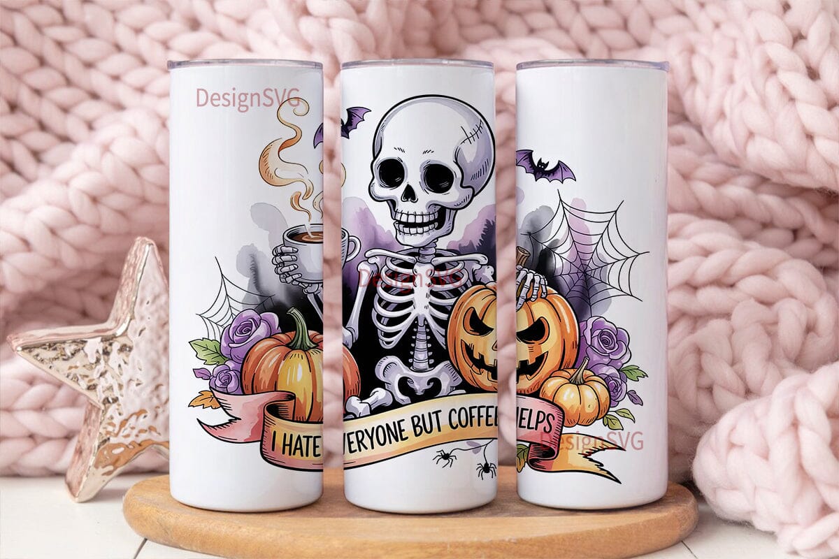 Spooky Skeleton Coffee 20oz Tumbler Wrap
