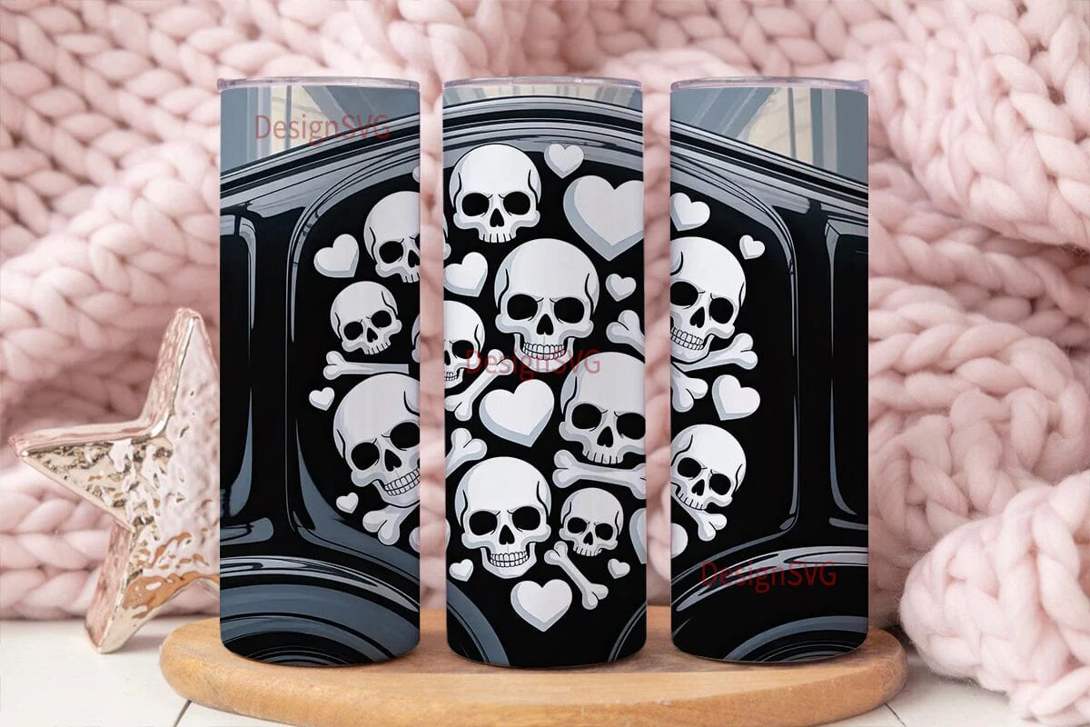 Spooky Skulls & Bones 20oz Tumbler Wrap