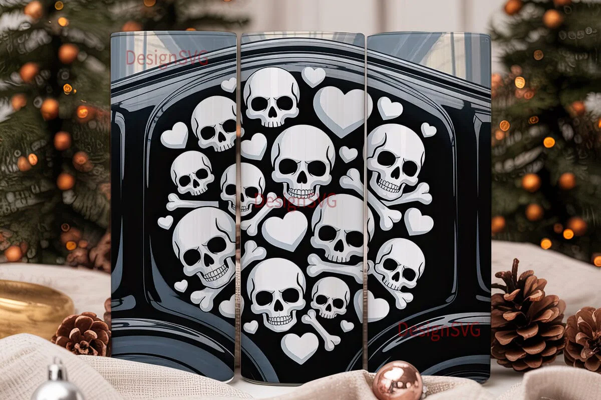 Spooky Skulls & Bones 20oz Tumbler Wrap - Image 2