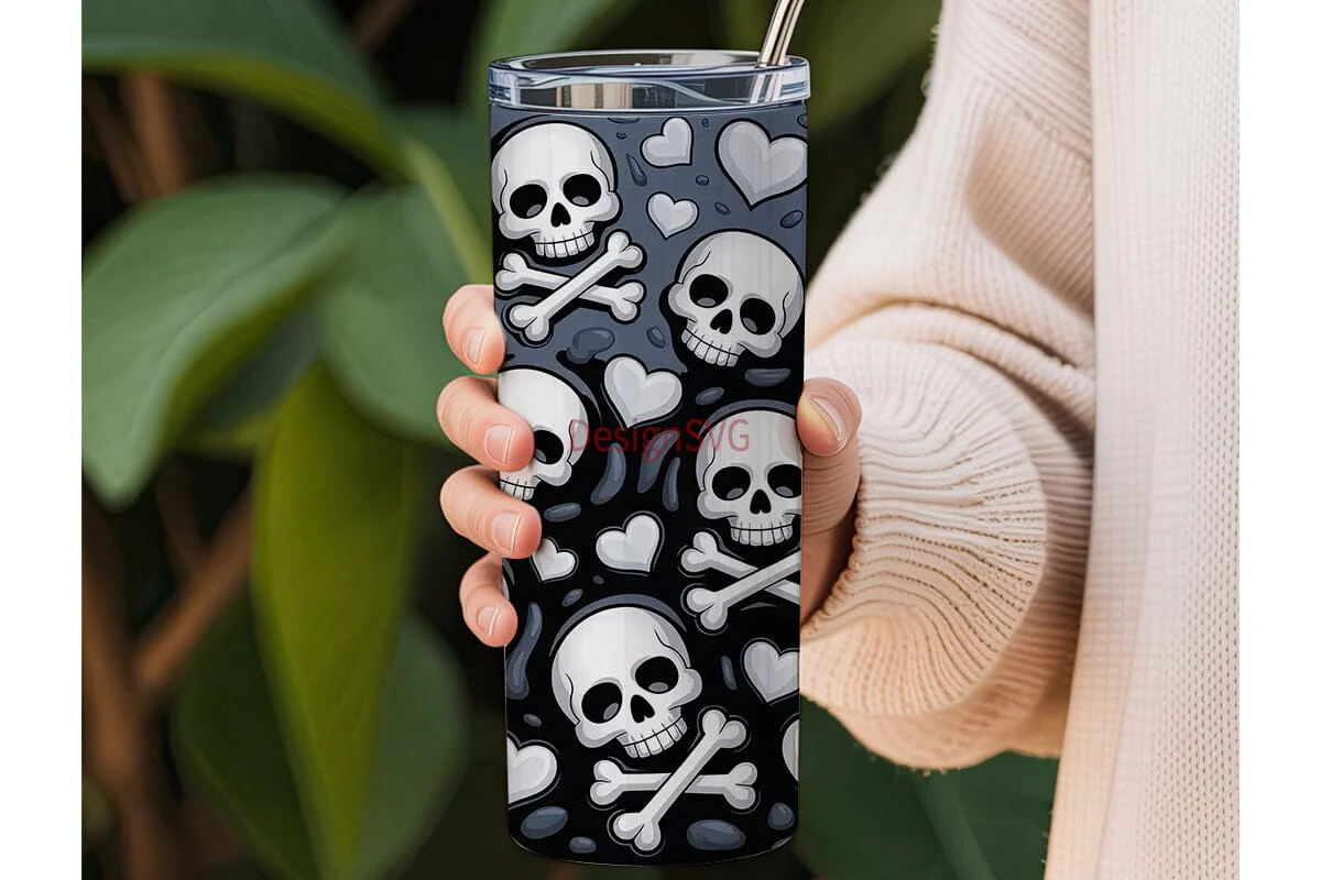 Spooky Skulls & Bones 20oz Tumbler Wrap - Image 3