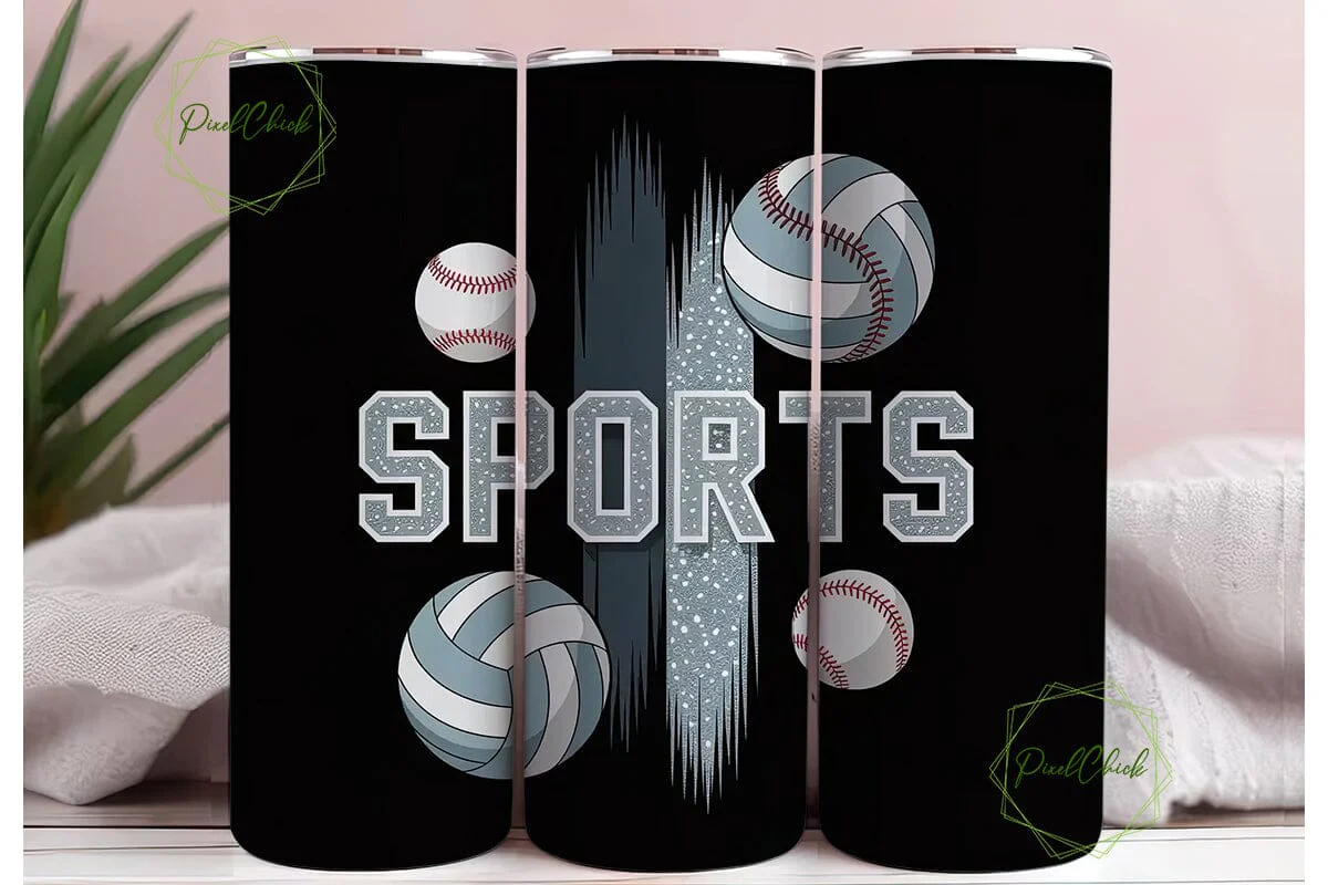 Sports Balls Glitter 20oz Tumbler Wrap