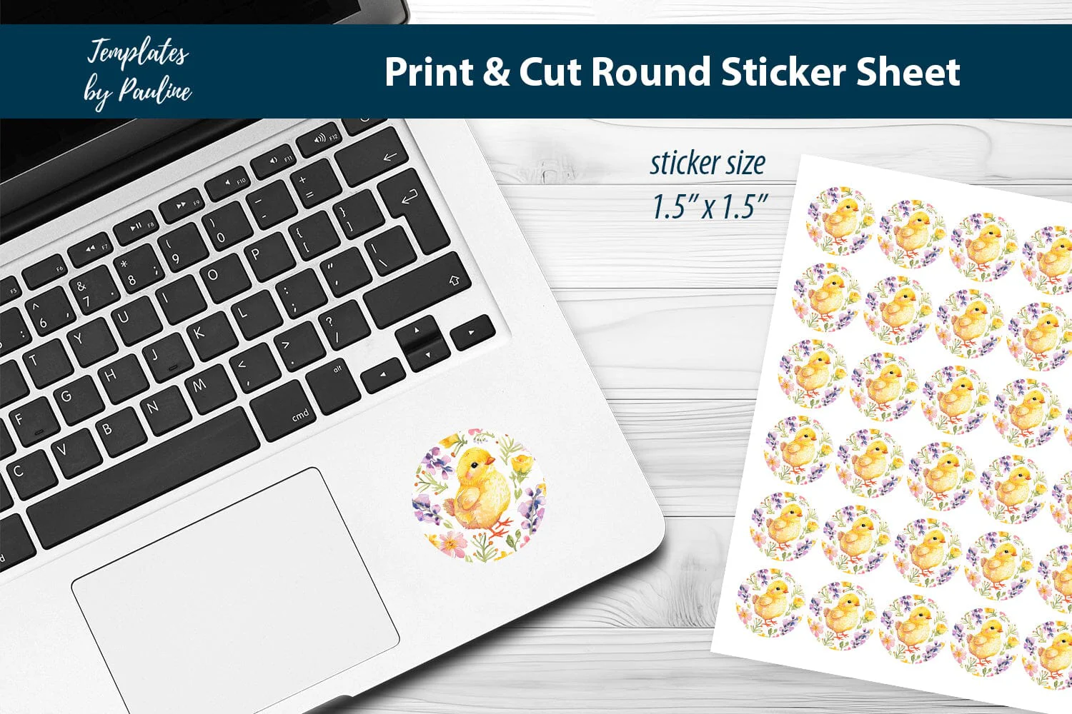 Spring Easter Chick Round Sticker Sheet, Easter Digital Sticker - Image 3