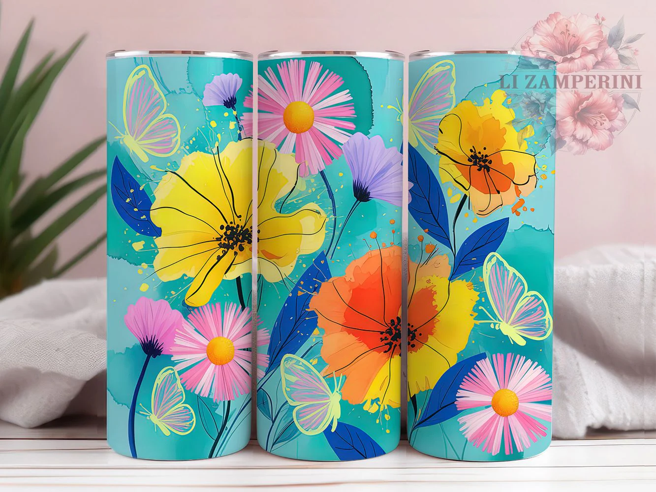 Spring Floral Nature Tumbler, Spring Flower, Nature Theme, Floral Design, Colorful Pattern, 20Oz Tumbler, Sublimation Wrap