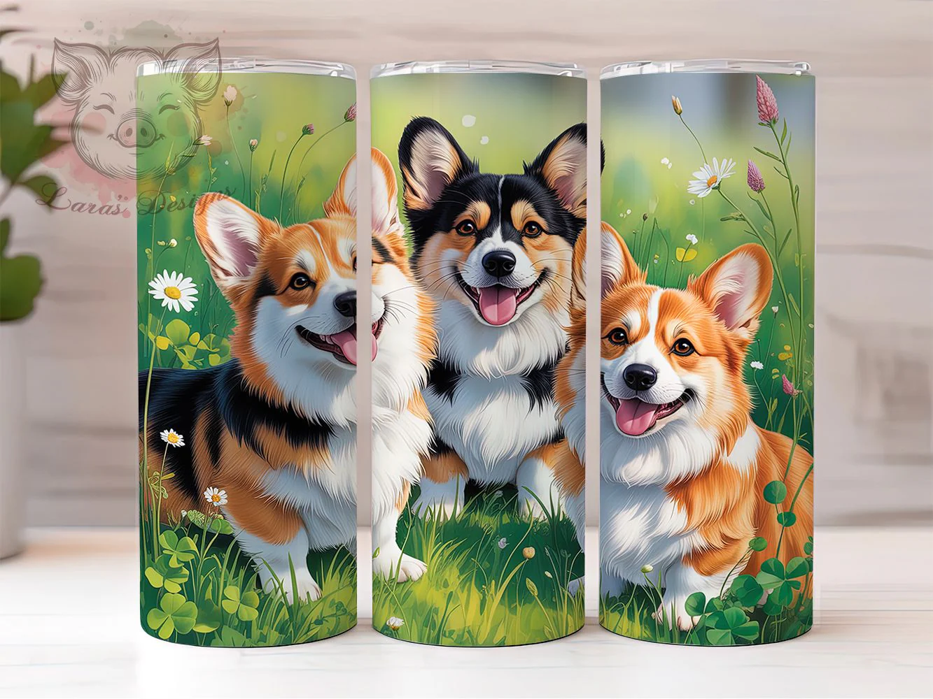 St Patrick Corgi Dog Tumbler, Corgi Dog, Dog Mom, Holiday Theme, Whimsical Art, 20Oz Tumbler, Sublimation Wrap
