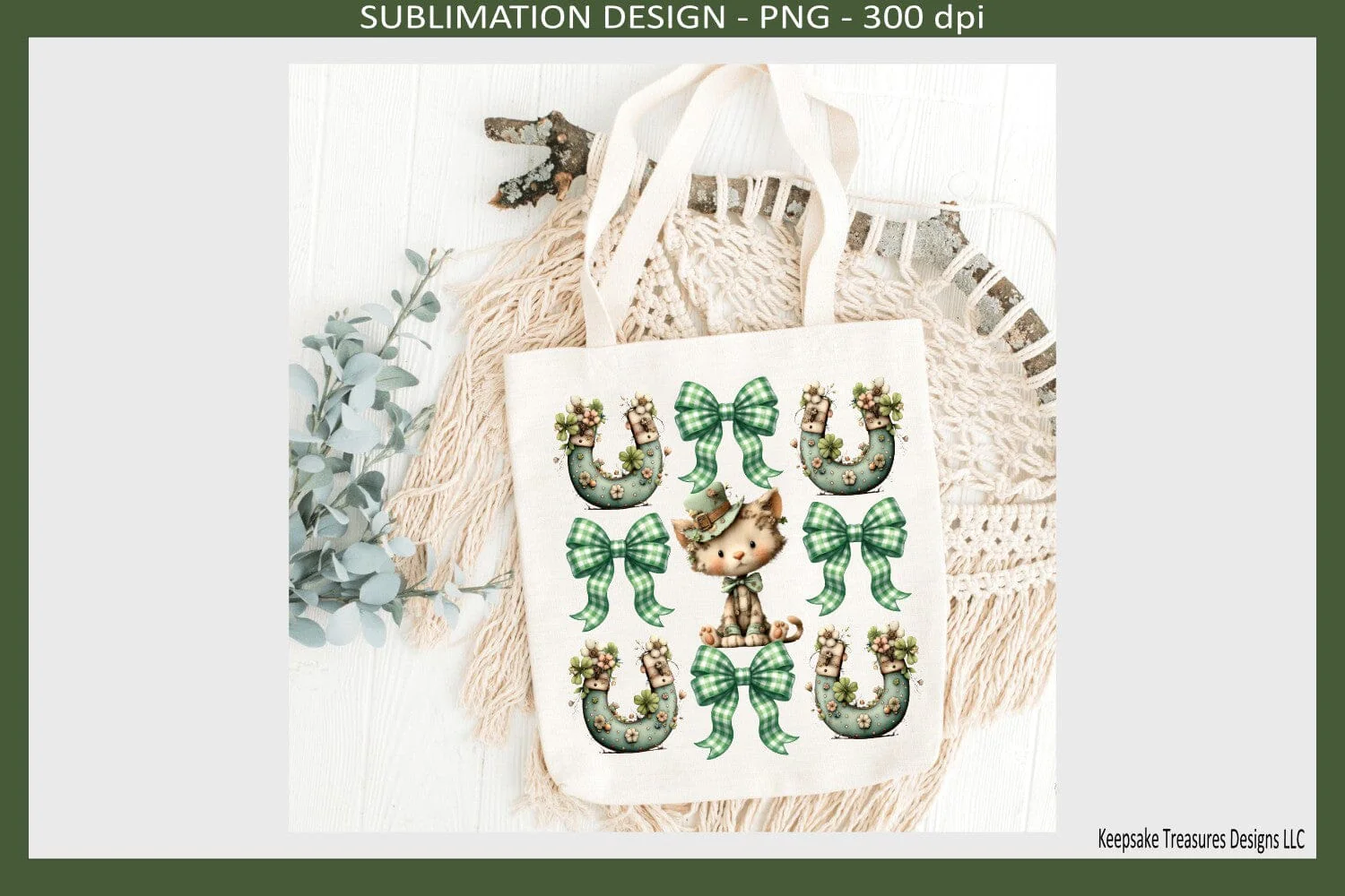 St. Patrick’s Day Cute Kitty, Coquette Bows Sublimation T-Shirt Png Design - Image 3