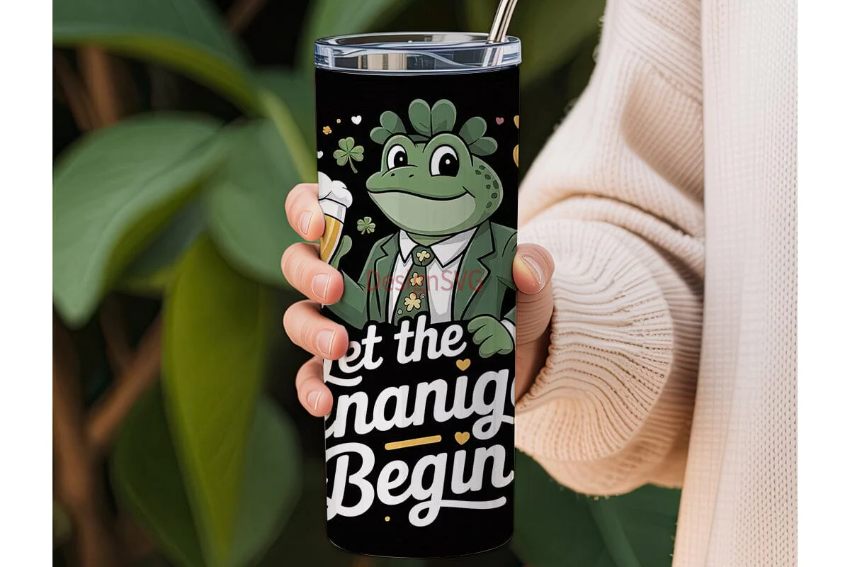 St. Patrick's Day Frog 20oz Tumbler Wrap - Image 3